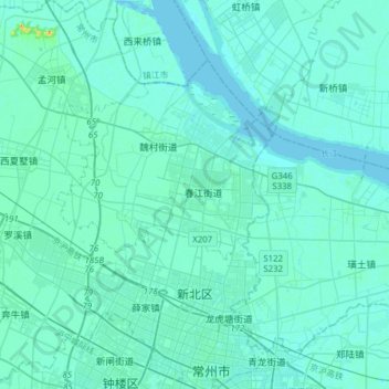 Topografische kaart Xinbei District, hoogte, reliëf