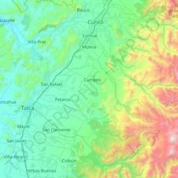 Topografische kaart Molina, hoogte, reliëf