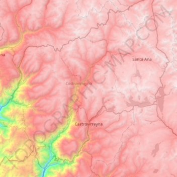 Topografische kaart Castrovirreyna, hoogte, reliëf