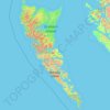 Topografische kaart Haida Gwaii, hoogte, reliëf