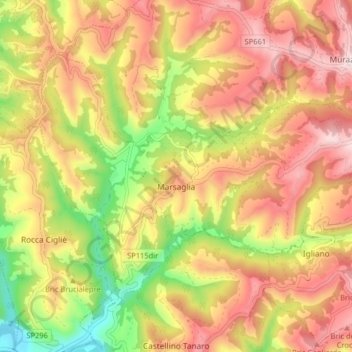Topografische kaart La Marsaille, hoogte, reliëf