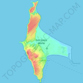 Topografische kaart Isla Santa María, hoogte, reliëf