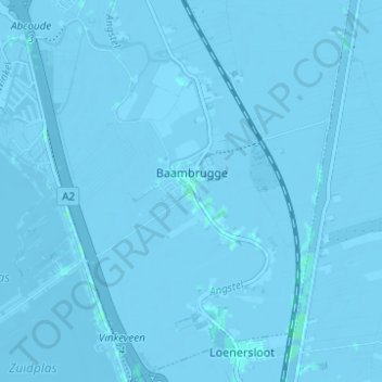 Topografische kaart Baambrugge, hoogte, reliëf