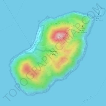 Topografische kaart Fitzroy Island, hoogte, reliëf