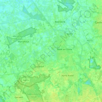 Topografische kaart Laarbeek, hoogte, reliëf