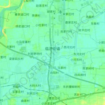Topografische kaart Jinan City, hoogte, reliëf