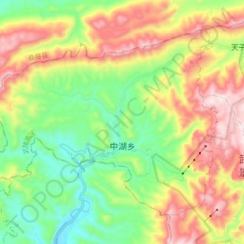 Topografische kaart 中湖乡, hoogte, reliëf