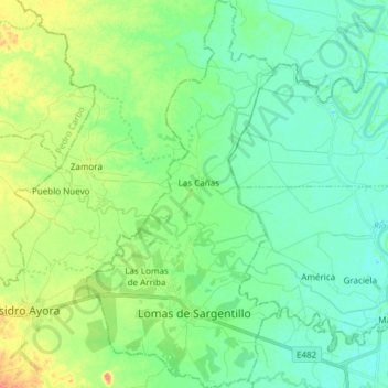 Topografische kaart Lomas de Sargentillo, hoogte, reliëf