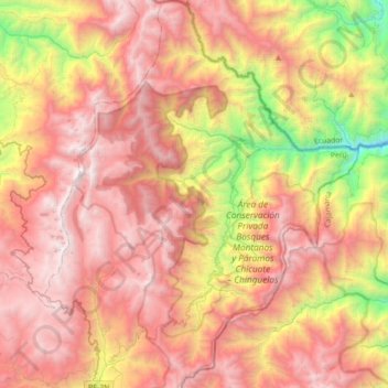 Topografische kaart El Carmen de la Frontera, hoogte, reliëf