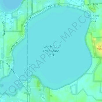 Topografische kaart Lost Island Lake, hoogte, reliëf