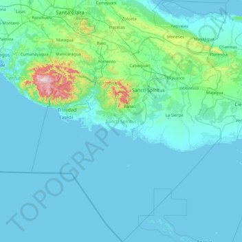 Topografische kaart Sancti Spíritus, hoogte, reliëf