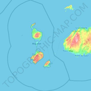 Topografische kaart Saint Pierre and Miquelon, hoogte, reliëf