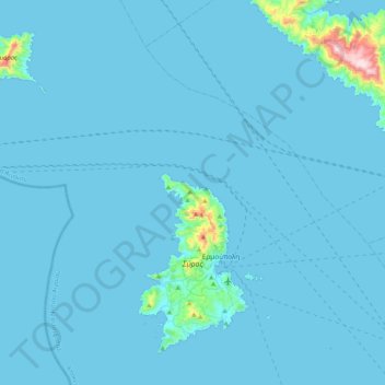 Topografische kaart Δήμος Σύρου-Ερμούπολης, hoogte, reliëf