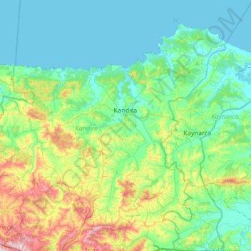 Topografische kaart Kandıra, hoogte, reliëf