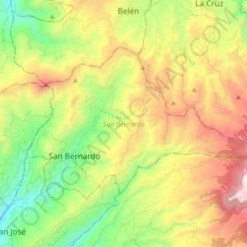Topografische kaart San Bernardo, hoogte, reliëf