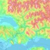 Topografische kaart Evinos, hoogte, reliëf
