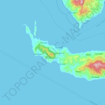 Topografische kaart Maricaban Island, hoogte, reliëf