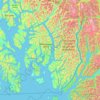 Topografische kaart Ketchikan Gateway Borough, hoogte, reliëf