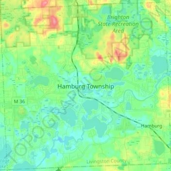 Topografische kaart Hamburg Township, hoogte, reliëf