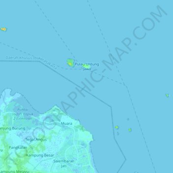 Topografische kaart Pulau Untung Jawa, hoogte, reliëf