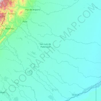 Topografische kaart Trinidad, hoogte, reliëf