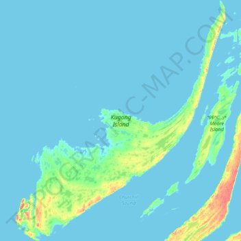 Topografische kaart Kugong Island, hoogte, reliëf