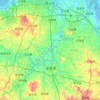 Topografische kaart Qiongshan District, hoogte, reliëf