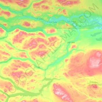Topografische kaart Area D (Endako/Fort Fraser), hoogte, reliëf