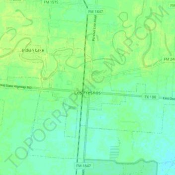 Topografische kaart Los Fresnos, hoogte, reliëf