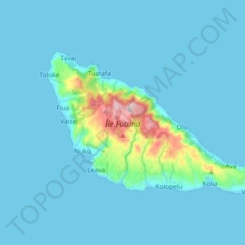 Topografische kaart Île Futuna, hoogte, reliëf