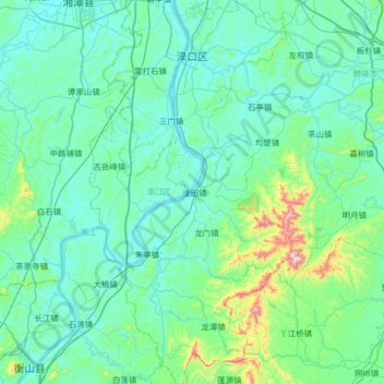 Topografische kaart Lukou District, hoogte, reliëf