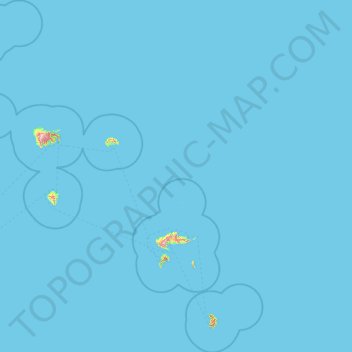 Topografische kaart Marquesas, hoogte, reliëf