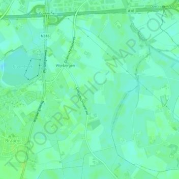 Topografische kaart Wijnbergen, hoogte, reliëf