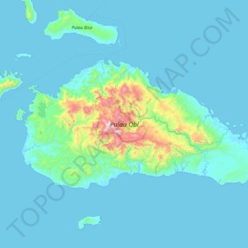 Topografische kaart Isla de Obira, hoogte, reliëf
