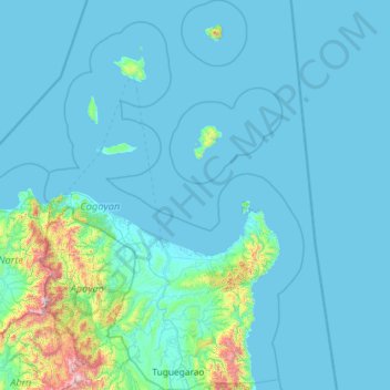 Topografische kaart Cagayan, hoogte, reliëf