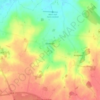 Topografische kaart Elsworth, hoogte, reliëf