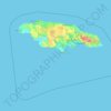 Topografische kaart Jamaica, hoogte, reliëf