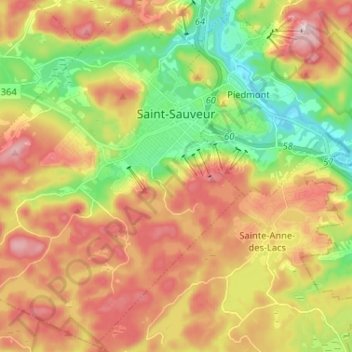 Topografische kaart Saint-Sauveur, hoogte, reliëf