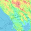 Topografische kaart Sonoma County, hoogte, reliëf