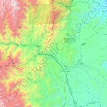 Topografische kaart Mera, hoogte, reliëf