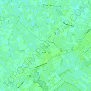 Topografische kaart Harreveld, hoogte, reliëf