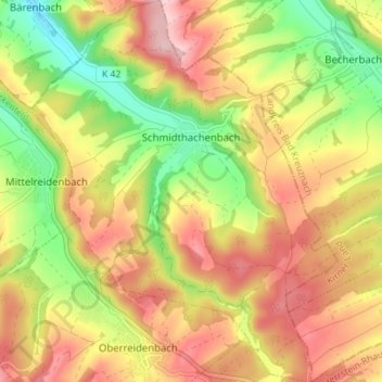 Topografische kaart Schmidthachenbach, hoogte, reliëf