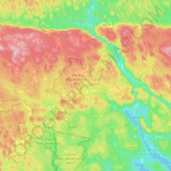 Topografische kaart Glenelg, hoogte, reliëf