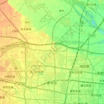 Topografische kaart Xinhua District, hoogte, reliëf