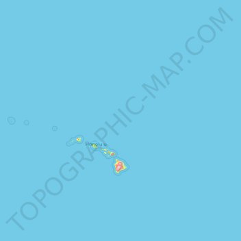 Topografische kaart Hawaii, hoogte, reliëf
