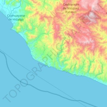 Topografische kaart Aquila, hoogte, reliëf