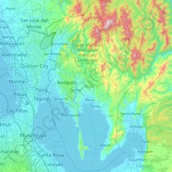 Topografische kaart Rizal, hoogte, reliëf
