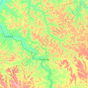 Topografische kaart Timbiras, hoogte, reliëf