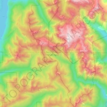 Topografische kaart Noisy-Diobsud Wilderness, hoogte, reliëf