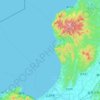 Topografische kaart Ishikari, hoogte, reliëf